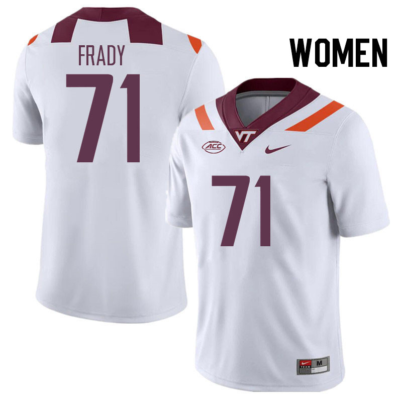Women #71 Clayton Frady Virginia Tech Hokies College Football Jerseys Stitched Sale-White